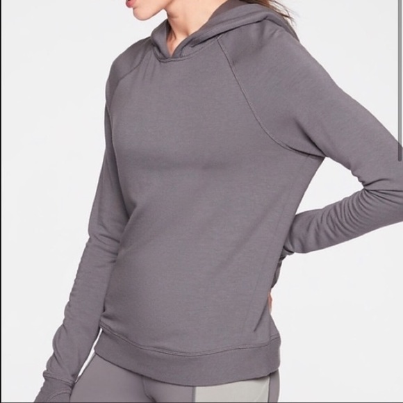 Athleta Tops - Athleta Gray Hoodie Split Back Sz M